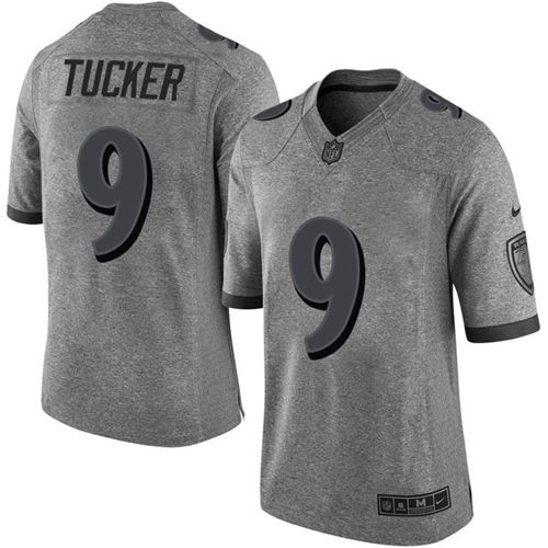  Ravens 9 Justin Tucker Gray Men Stitched NFL Limited Gridiron Gray Jersey