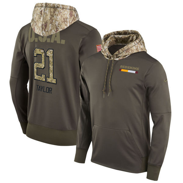  Redskins 21 Sean Taylor Olive Salute To Service Pullover Hoodie