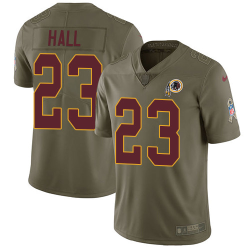  Redskins 23 DeAngelo Hall Olive Salute To Service Limited Jersey