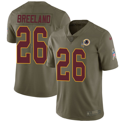  Redskins 26 Bashaud Breeland Olive Salute To Service Limited Jersey