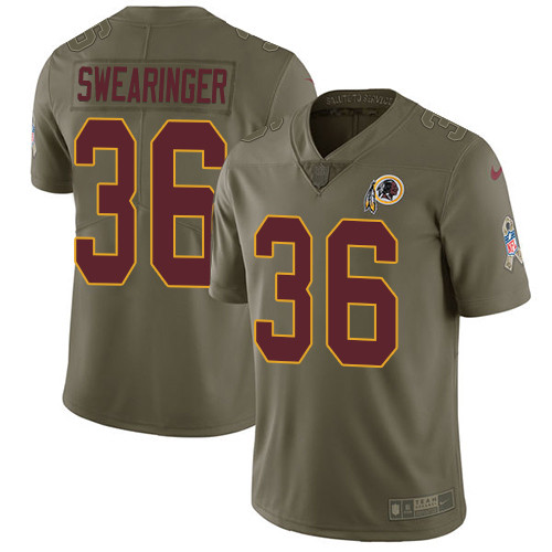  Redskins 36 D.J. Swearinger Olive Salute To Service Limited Jersey