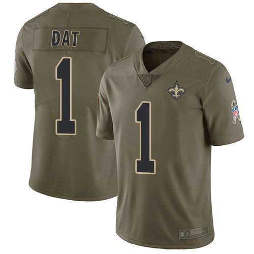  Saints 1 Who Dat Olive Salute To Service Limited Jersey