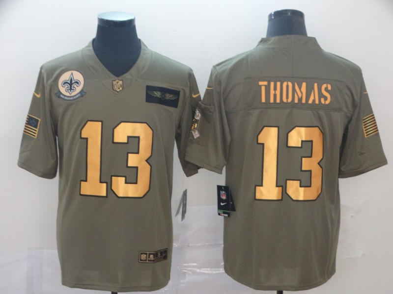 Nike Saints 13 Michael Thomas 2019 Olive Gold Salute To Service Limited Jersey