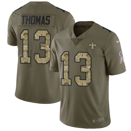  Saints 13 Michael Thomas Olive Camo Salute To Service Limited Jersey