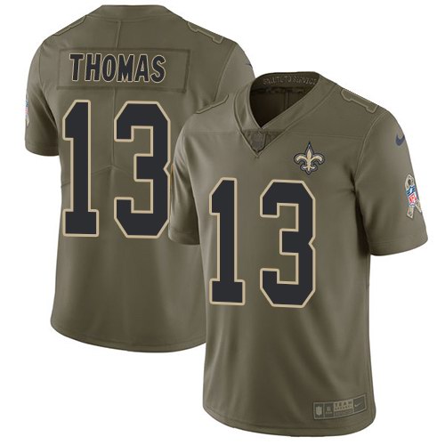 Saints 13 Michael Thomas Olive Salute To Service Limited Jersey