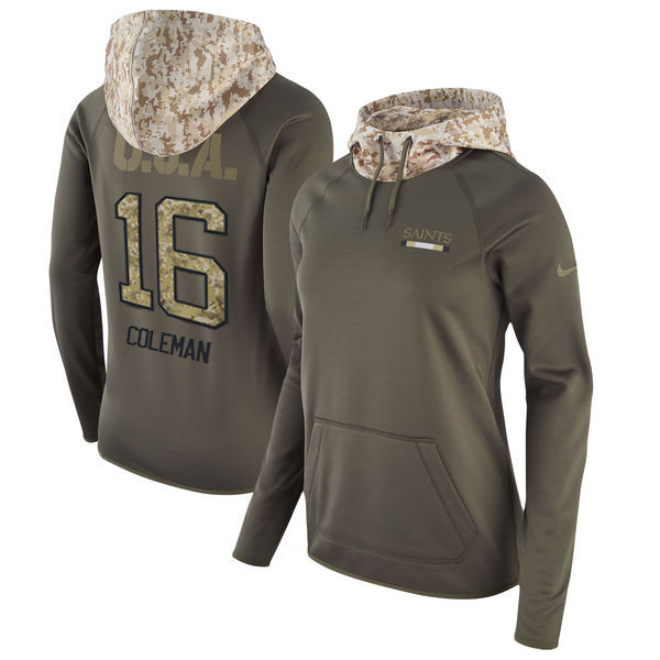  Saints 16 Brandon Coleman Olive Women Salute To Service Pullover Hoodie