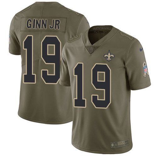  Saints 19 Ted Ginn Jr. Olive Salute To Service Limited Jersey