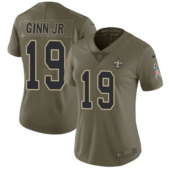  Saints 19 Ted Ginn Jr. Olive Women Salute To Service Limited Jersey