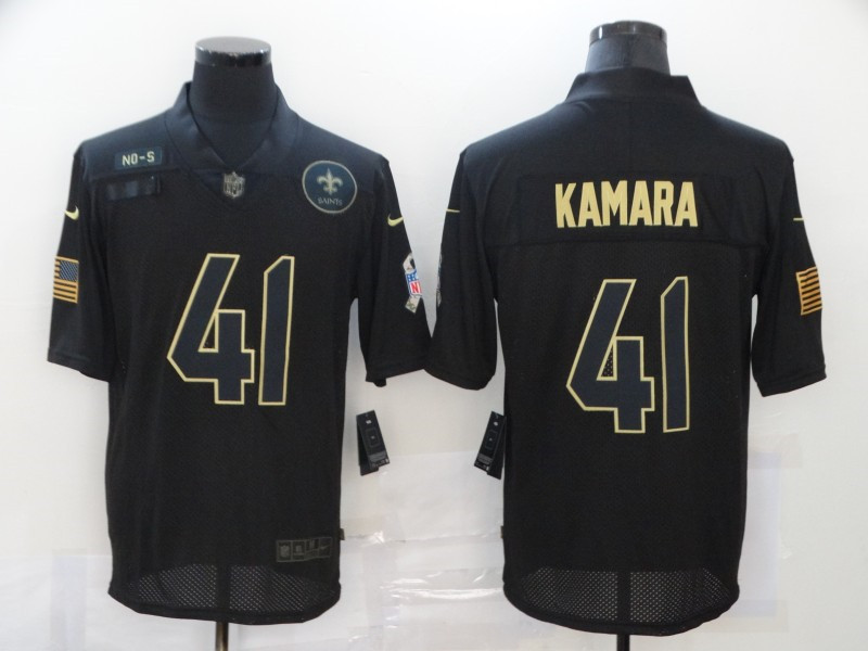 Nike Saints 41 Alvin Kamara Black 2020 Salute To Service Limited Jersey