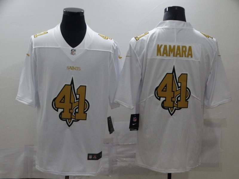 Nike Saints 41 Alvin Kamara White Shadow Logo Limited Jersey
