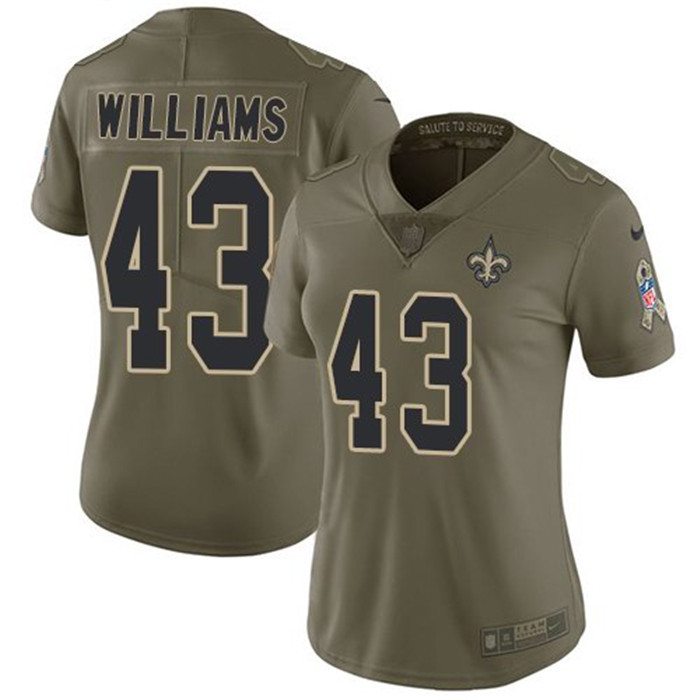  Saints 43 Marcus Williams Olive Women Salute To Service Limited Jersey