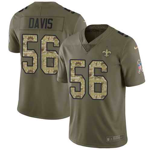  Saints 56 DeMario Davis Olive Camo Salute To Service Limited Jersey