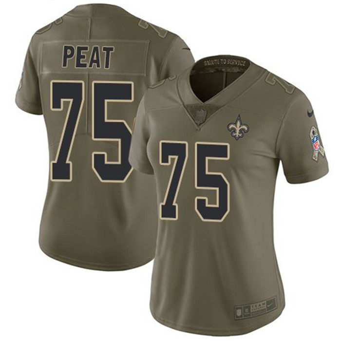  Saints 75 Andrus Peat Olive Women Salute To Service Limited Jersey