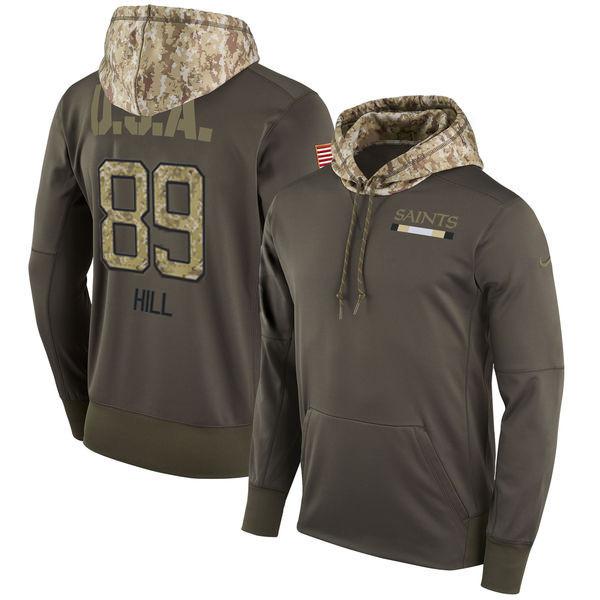  Saints 89 Josh Hill Olive Salute To Service Pullover Hoodie