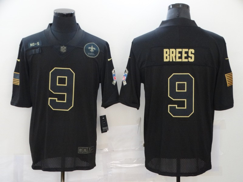 Nike Saints 9 Drew Brees Black 2020 Salute To Service Limited Jersey