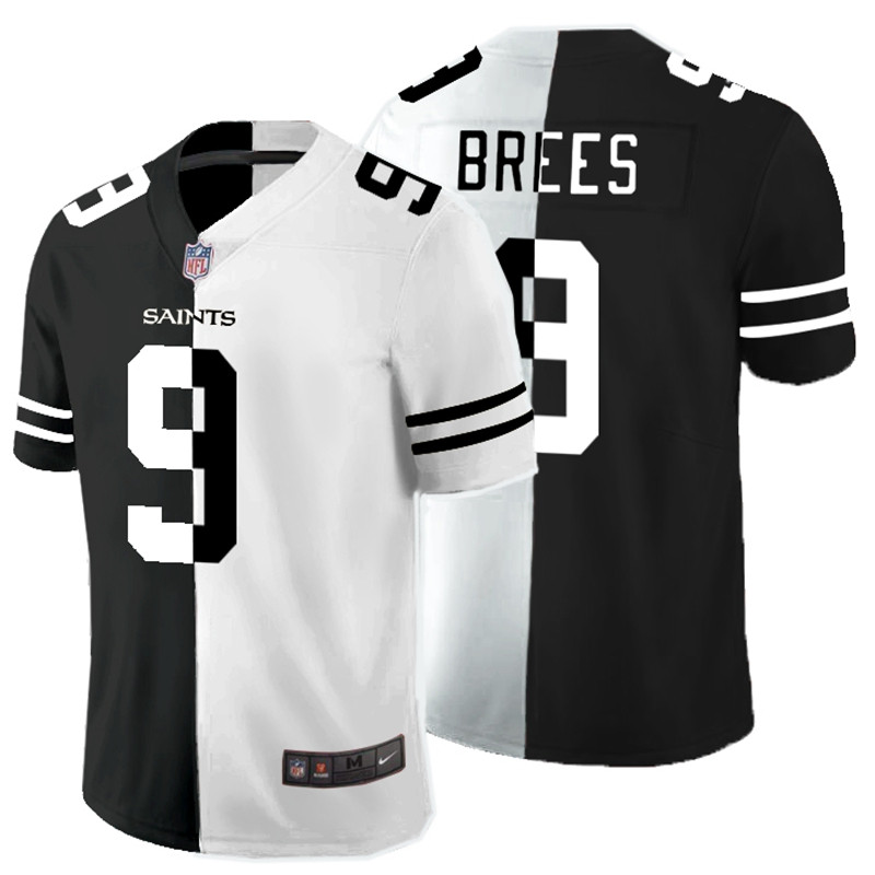 Nike Saints 9 Drew Brees Black And White Split Vapor Untouchable Limited Jersey
