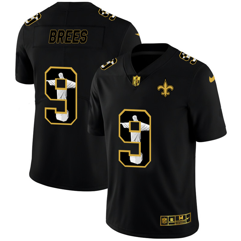 Nike Saints 9 Drew Brees Black Jesus Faith Edition Limited Jersey