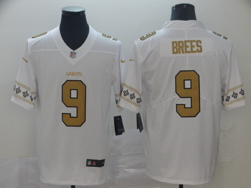 Nike Saints 9 Drew Brees White Team Logos Fashion Vapor Limited Jersey