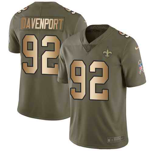  Saints 92 Marcus Davenport Olive Gold Salute To Service Limited Jersey