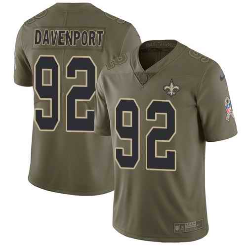  Saints 92 Marcus Davenport Olive Salute To Service Limited Jersey
