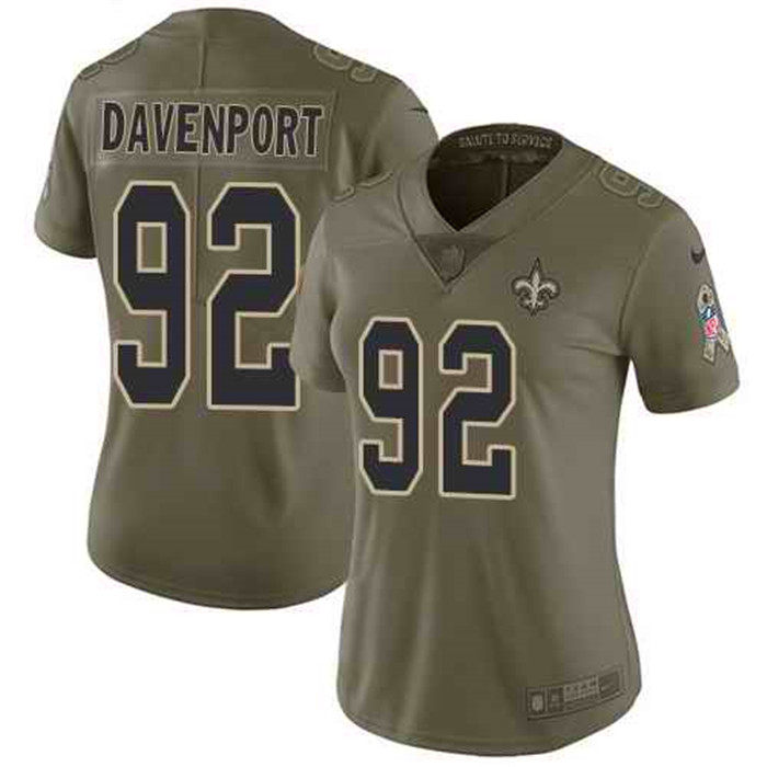  Saints 92 Marcus Davenport Olive Women Salute To Service Limited Jersey