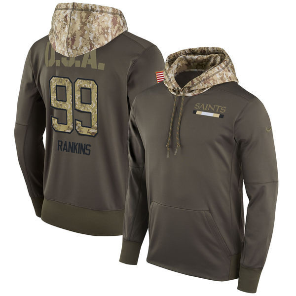  Saints 99 Sheldon Rankins Olive Salute To Service Pullover Hoodie