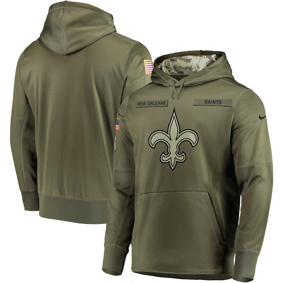  Saints Olive Salute To Service Men's Pullove Hoodie