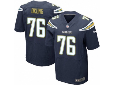  San Diego Chargers 76 Russell Okung Elite Navy Blue Team Color NFL Jersey