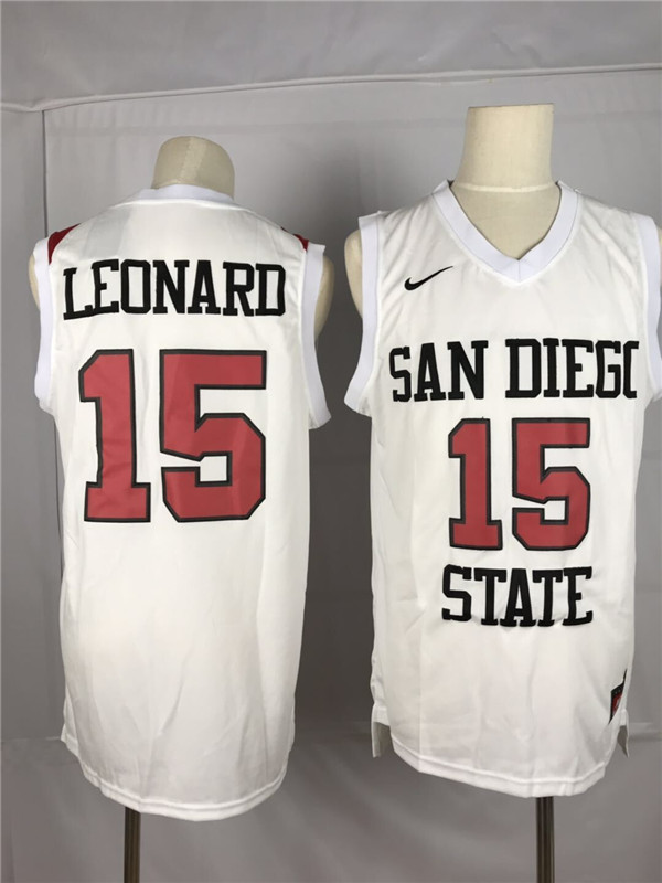 Nike San Diego State 15 Kawhi Leonard White College Basketball Jersey