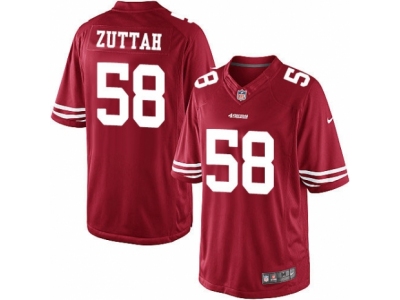  San Francisco 49ers 58 Jeremy Zuttah Limited Red Team Color NFL Jersey