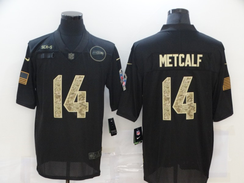 Nike Seahawks 14 DK Metcalf Black Camo 2020 Salute To Service Limited Jersey
