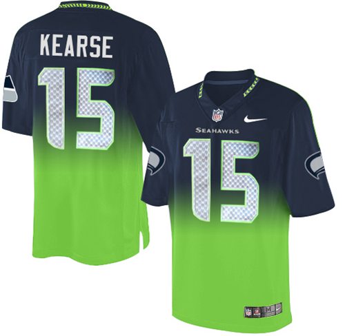  Seahawks 15 Jermaine Kearse Steel Blue Green Men Stitched NFL Elite Fadeaway Fashion Jersey