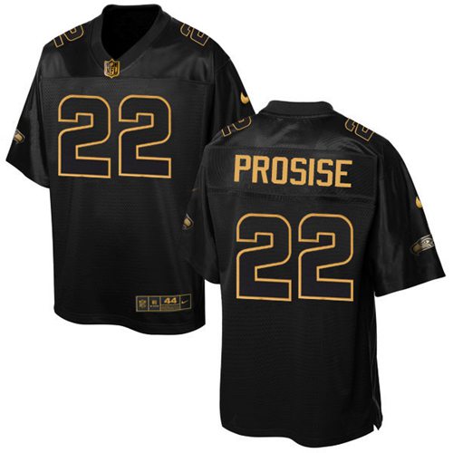  Seahawks 22 C J Prosise Black Men Stitched NFL Elite Pro Line Gold Collection Jersey