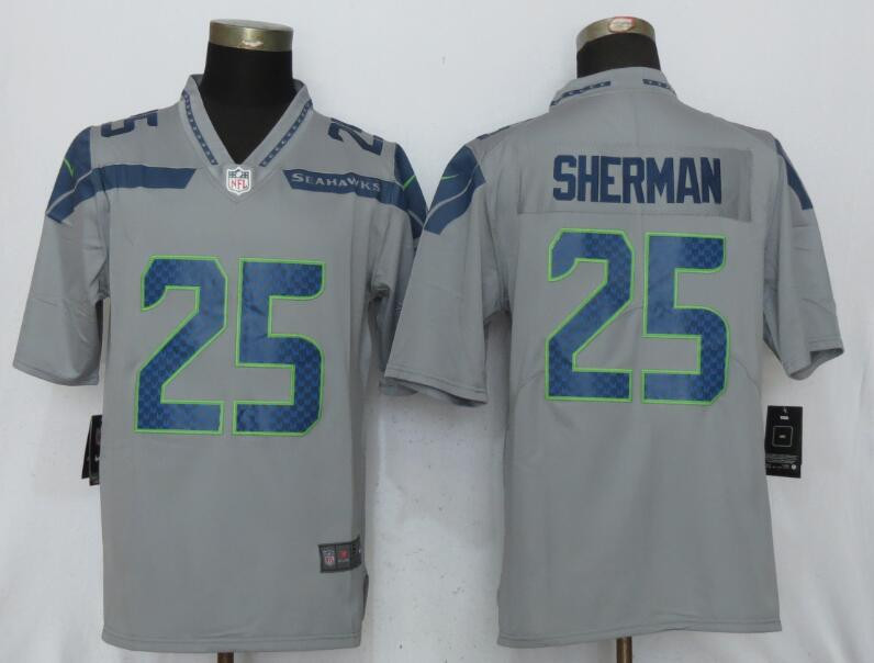  Seahawks 25 Richard Sherman Gray Vapor Untouchable Limited Player Jersey