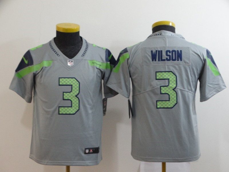 Nike Seahawks 3 Russell Wilson Gray Youth Inverted Legend Limited Jersey