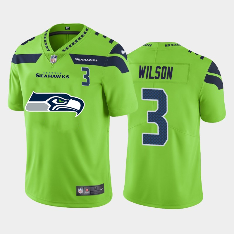 Nike Seahawks 3 Russell Wilson Green Team Big Logo Number Vapor Untouchable Limited Jersey