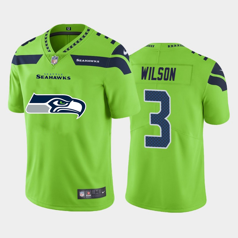 Nike Seahawks 3 Russell Wilson Green Team Big Logo Vapor Untouchable Limited Jersey
