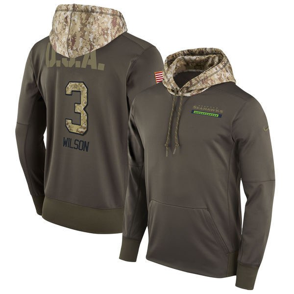  Seahawks 3 Russell Wilson Olive Salute To Service Pullover Hoodie