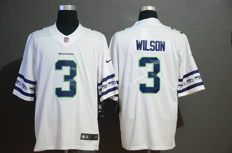 Nike Seahawks 3 Russell Wilson White Team Logos Fashion Vapor Limited Jersey