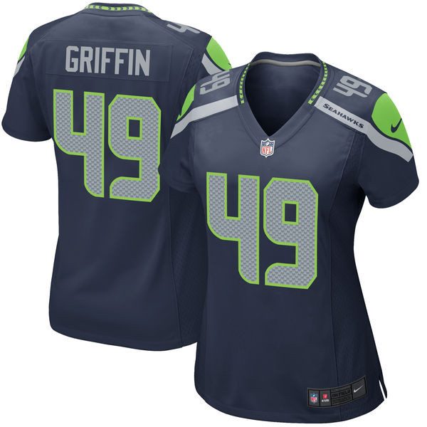  Seahawks 49 Shaquem Griffin Navy Women 2018 Draft Pick Game Jersey