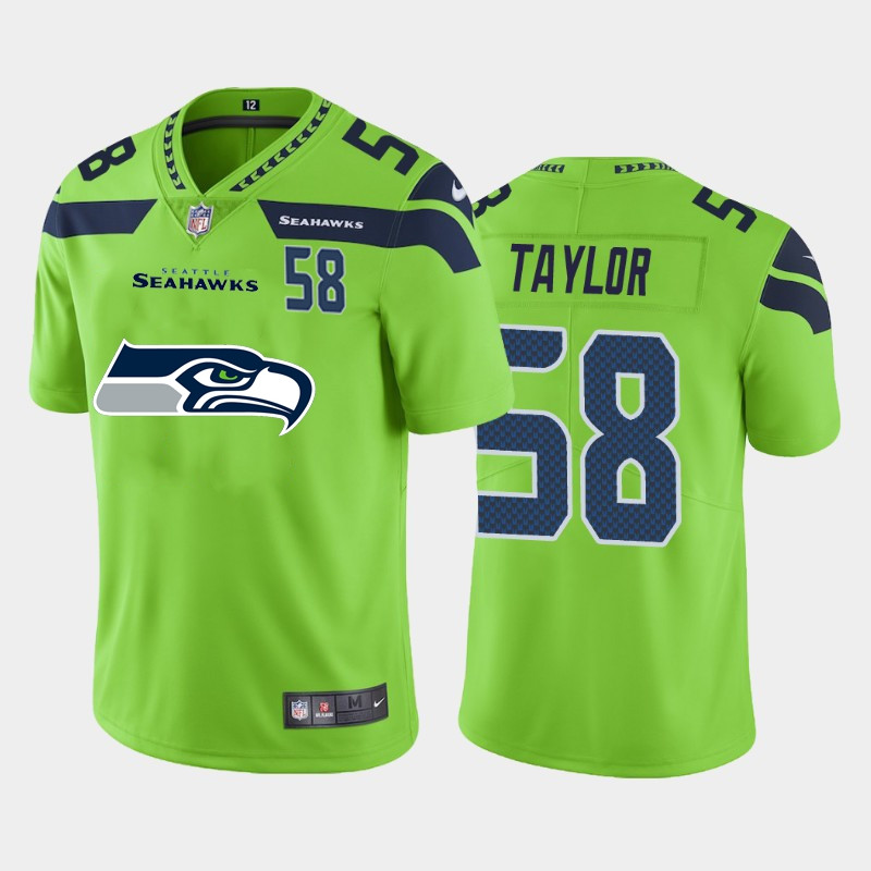 Nike Seahawks 58 Darrell Taylor Green Team Big Logo Number Vapor Untouchable Limited Jersey