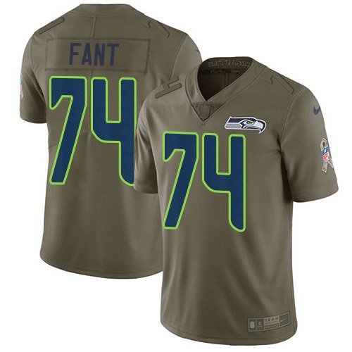  Seahawks 74 George Fant Olive Salute To Service Limited Jersey