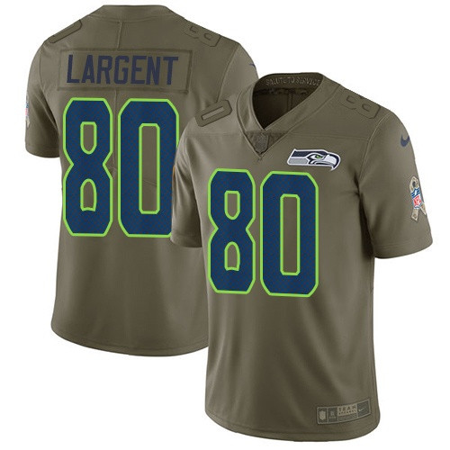 Seahawks 80 Steve Largent Olive Salute To Service Limited Jersey