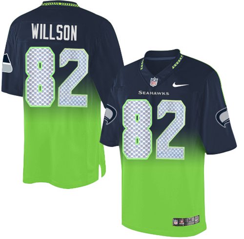  Seahawks 82 Luke Willson Steel Blue Green Men Stitched NFL Elite Fadeaway Fashion Jersey