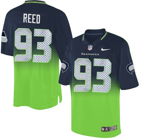  Seahawks 93 Jarran Reed Steel Blue Green Men Stitched NFL Elite Fadeaway Fashion Jersey