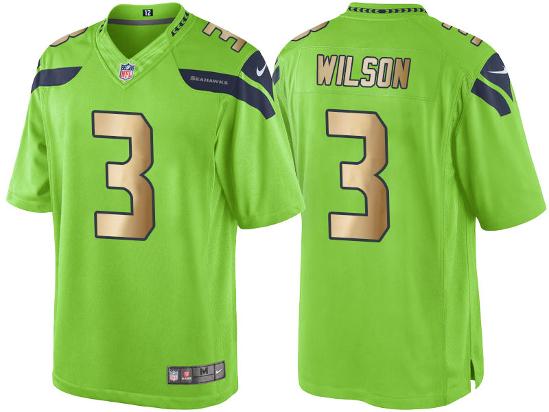  Seattle Seahawks 3 Russell Wilson Green Men Stitched NFL Limited Gold Rush Jersey