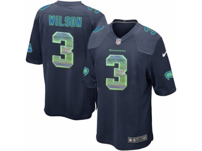  Seattle Seahawks 3 Russell Wilson Limited Navy Blue Strobe NFL Jersey