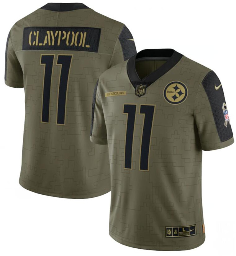 Nike Steelers 11 Chase Claypool Olive 2021 Salute To Service Limited Jersey