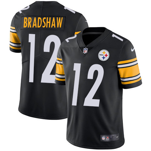  Steelers 12 Terry Bradshaw Black Vapor Untouchable Player Limited Jersey