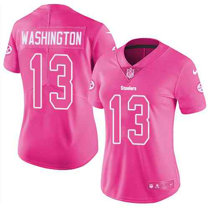  Steelers 13 James Washington Pink Women Rush Limited Jersey